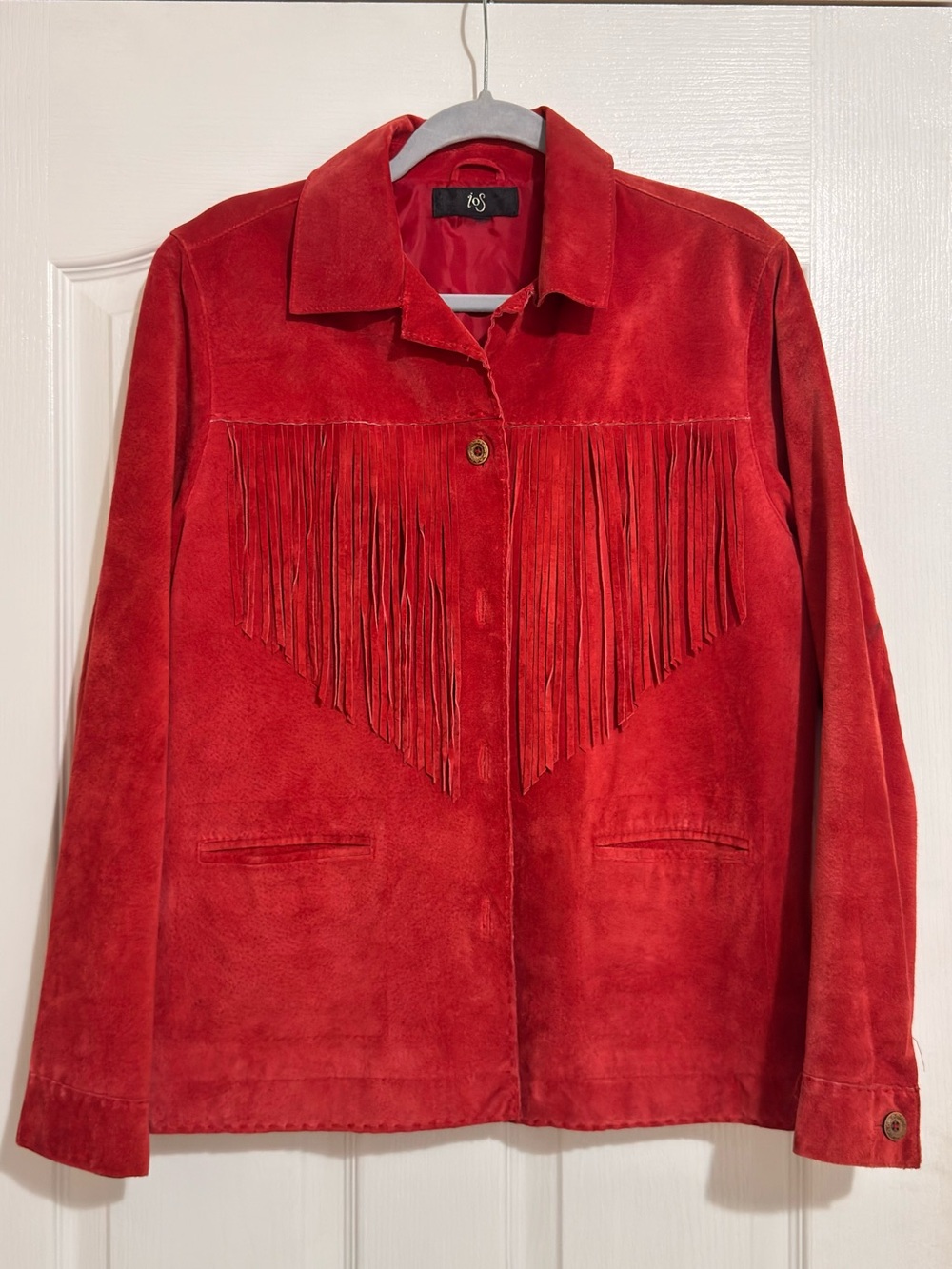 Jos. A. Bank Red Suede Fringe Jacket